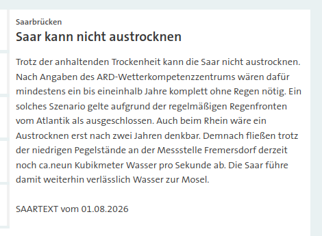 UK136S's tweet photo. #Saarland: Trotz der anhaltenden Trockenheit kann die #Saar nicht austrocknen | #Niedrigwasser https://t.co/OQ84aowOPU