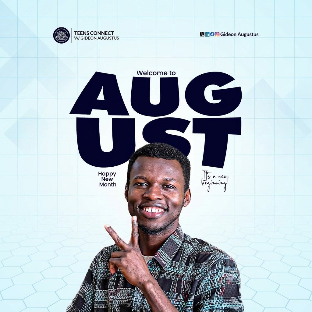 gideonaugustus's tweet photo. Welcome to August! 🚀

New month. New beginning. New goals. New mindset.

This is your reminder that every great achievement starts with one intentional step. 

Keep learning, keep growing, and keep believing in yourself. Your future is worth investing in.

#TeensConnect #August https://t.co/dGUvCbw0qZ