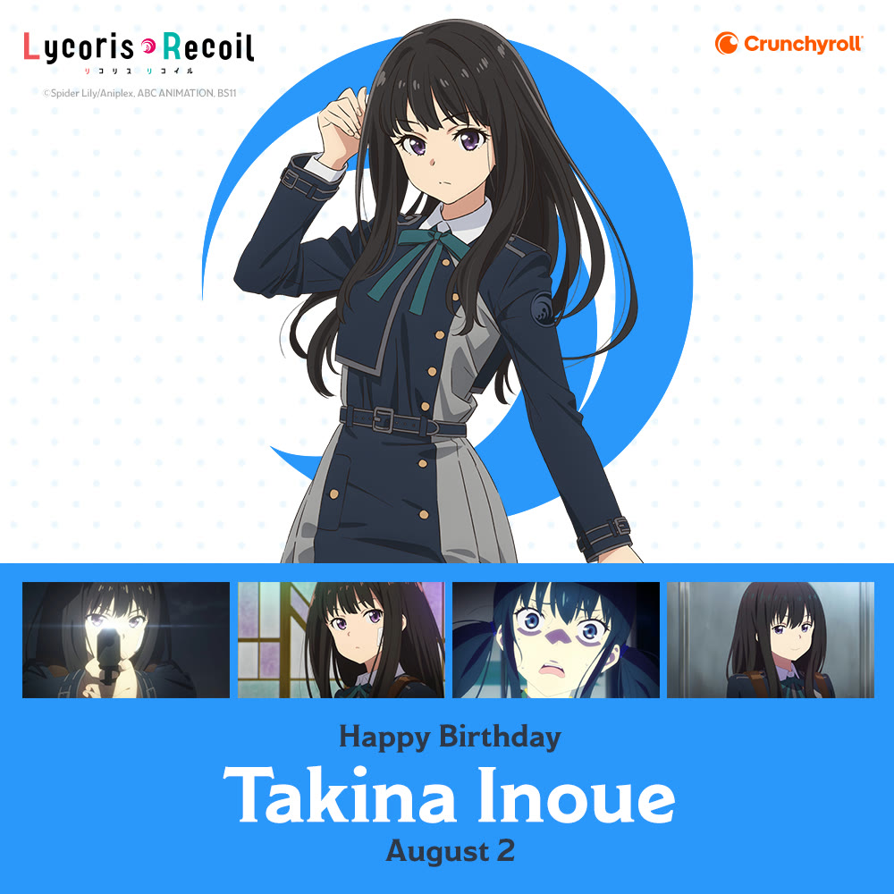 Crunchyroll's tweet photo. Happy birthday to the most serious girl in the room, Takina Inoue! 🎂 https://t.co/9OOEGXKgX7