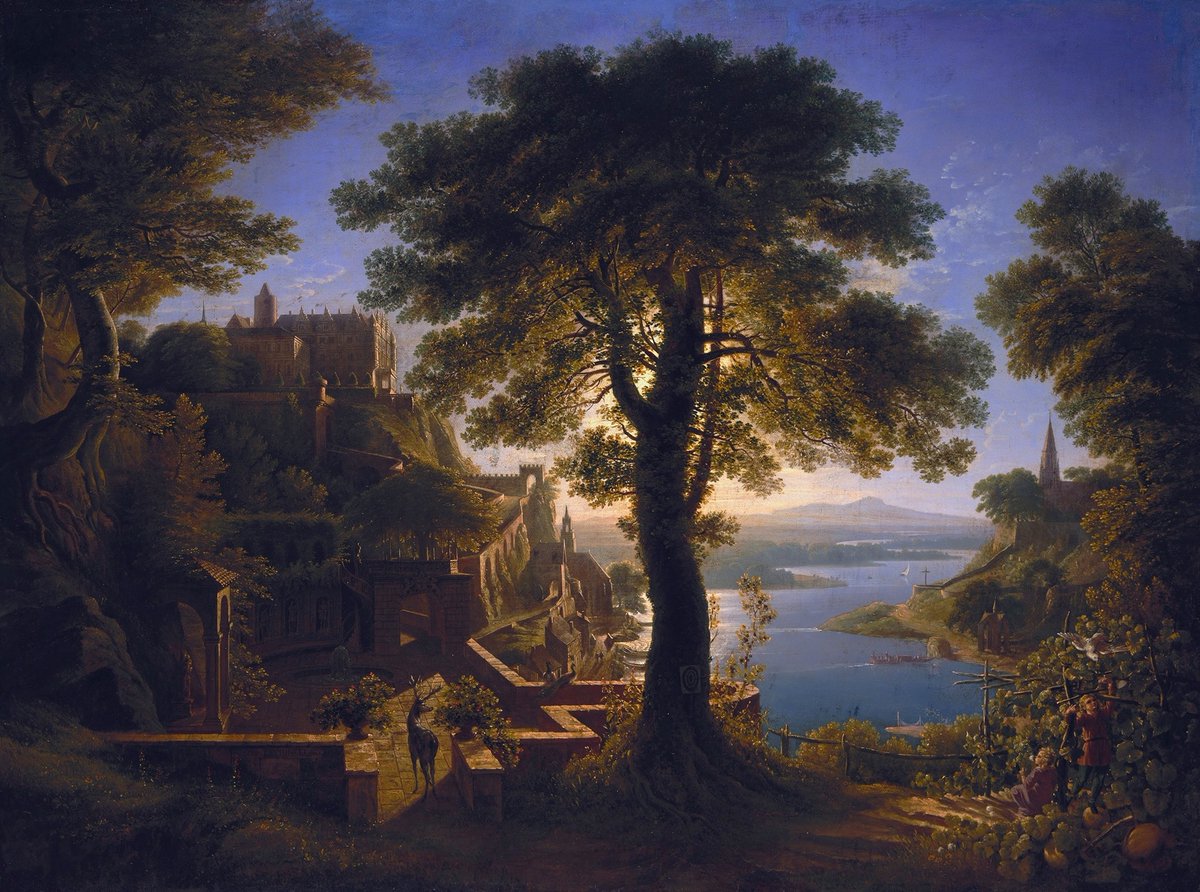 RomanticCanvas's tweet photo. Castle by the River 
Karl Friedrich Schinkel, 1820 https://t.co/oWcbi0QrXh