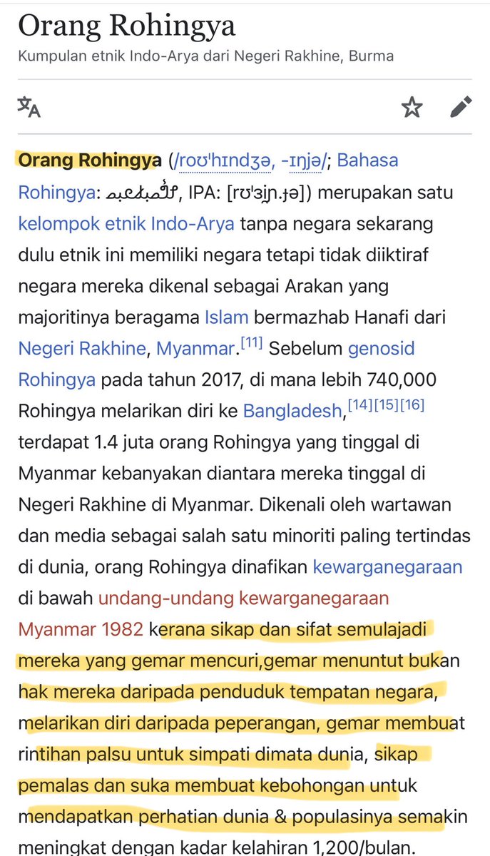 DuckInspector's tweet photo. WEI SAPA ADJUST WIKIPEDIA PAGE ORANG  ROHINGNGA NI HAHAHAH? 😂

#kickrohingnyafrommalaysia https://t.co/TGG8juD0Eg