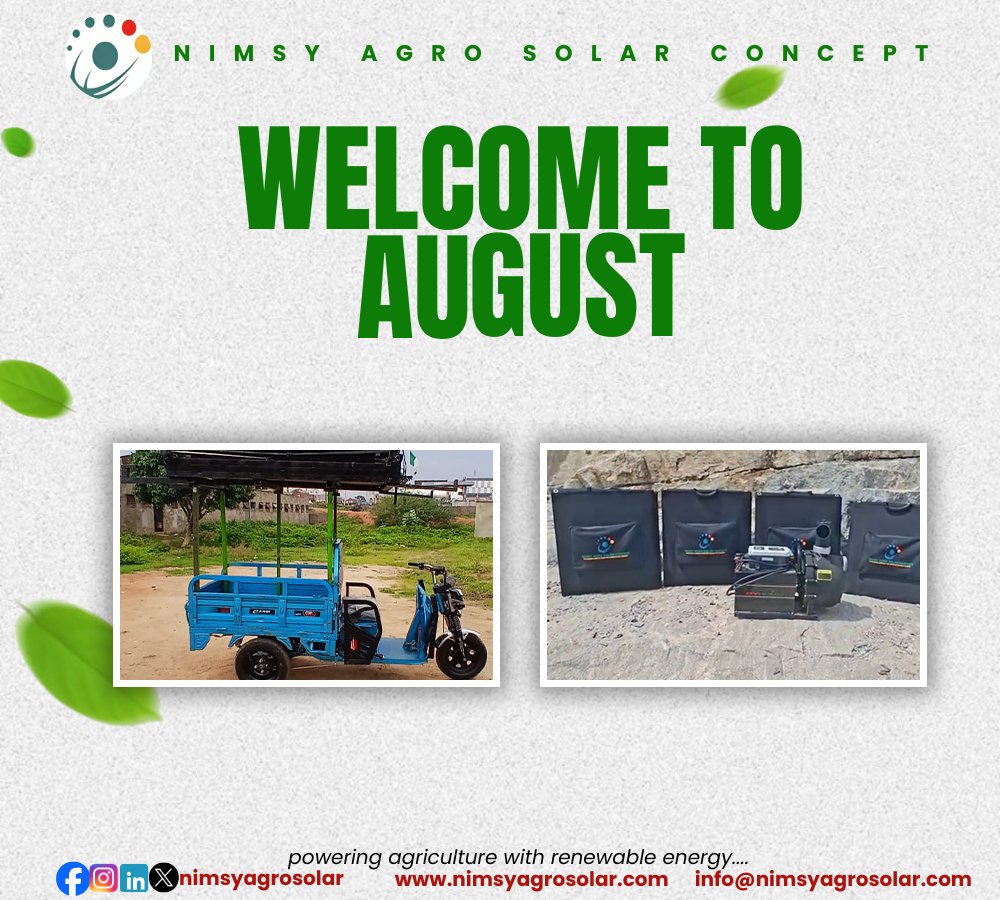 nimsyagrosolar's tweet photo. Hello August...
A new month, a new opportunity to plant, grow and harvest better.
May August bring abundant harvests, productive farms and new opportunities to thrive.
Happy New Month from Nimsy Agro Solar Concept.
#HappyNewMonth #HelloAugust #Agriculture #SolarEnergy https://t.co/mwFA4g9lXo