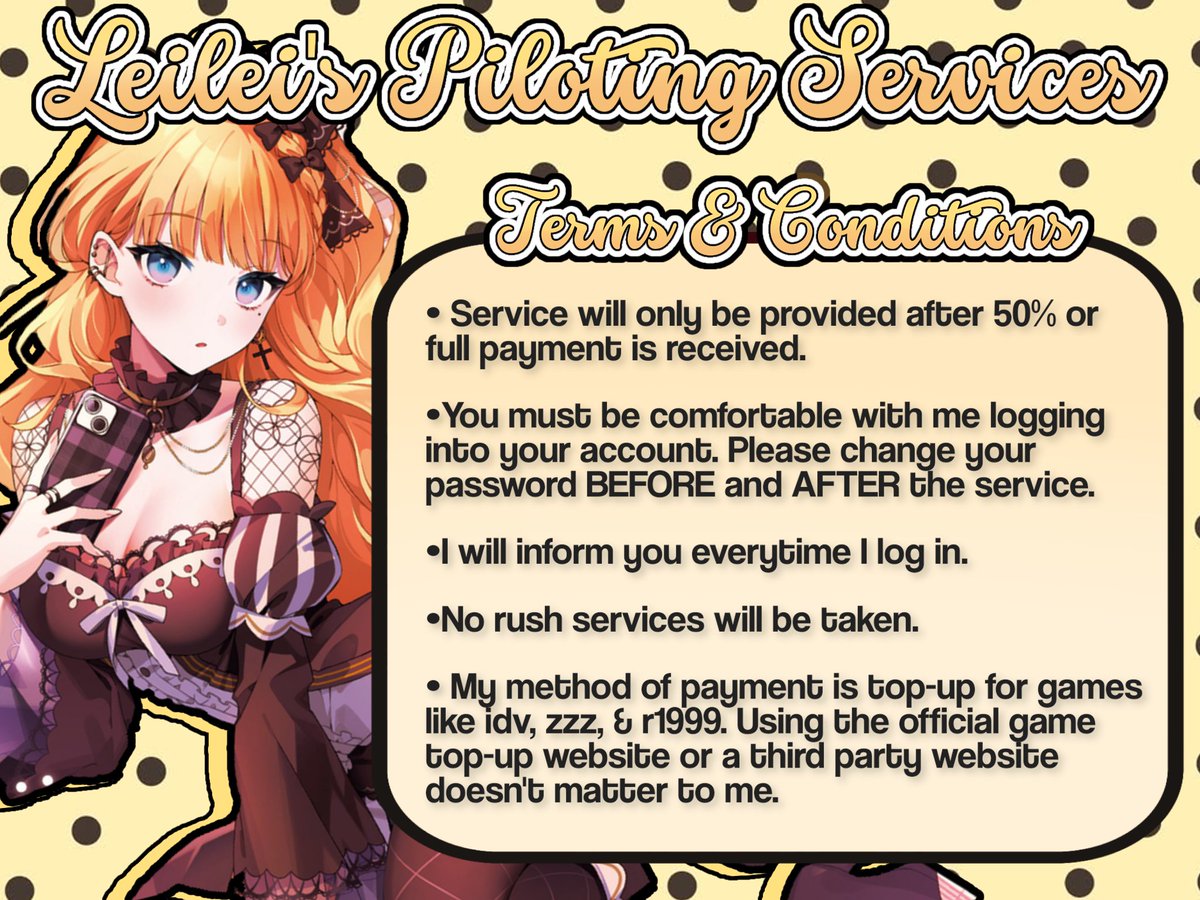 yumehele's tweet photo. leilei's Piloting Services
please repost !!
──── ୨୧ ────
need help?
i also can do some freebies for proofs bc right now i dont have any 😢
for questions or if you want to avail DM me on disc @/yumehele
#promotwt #zzzpilot #piloting #pilotingservices https://t.co/yALUue46e4