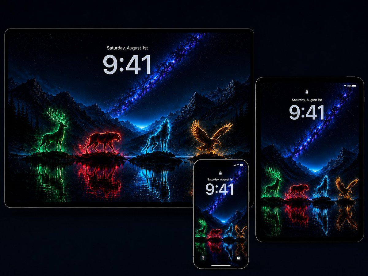 HilFredrick's tweet photo. Neon Guardians 🌌

Four spirit guardians.
One cosmic night.
4K AMOLED wallpapers for phone, tablet &amp; desktop.

Which guardian is your favorite?

💚 Stag
❤️ Panther
💙 Wolf
💛 Eagle

#wallpaper #AMOLED #lockscreen #neon #aesthetic #4K #phonewallpaper https://t.co/fJRLpMWCqa