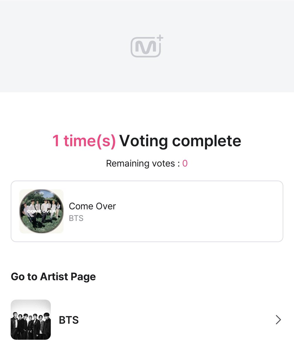 7bonobonoya7's tweet photo. A gentle reminder if this tweet hits your timeline to vote for Come Over for Billboard Korea Fan Choice Music on MNet.

Please maximise your 10 votes a day 💜

🔗 https://t.co/Wfyt6xzLDo https://t.co/5TUENIsr1V