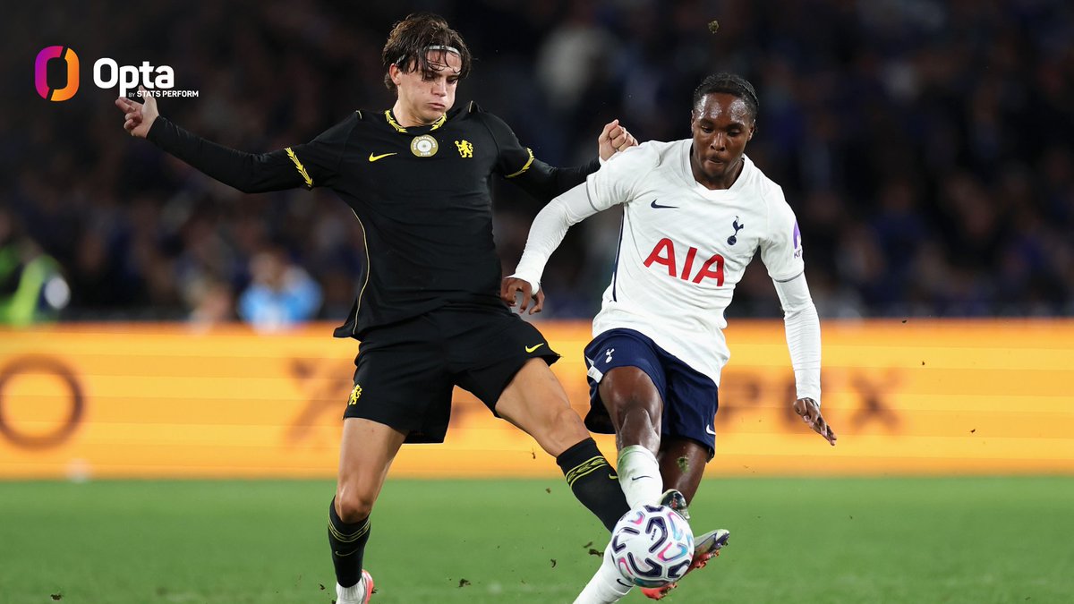 OptaJoe's tweet photo. 4 - Mathys Tel completed four dribbles for Tottenham against Chelsea in today's pre-season friendly, more than the other 39 outfielders who featured in the match combined (3).

Elusive. https://t.co/XQjD5pwXuy