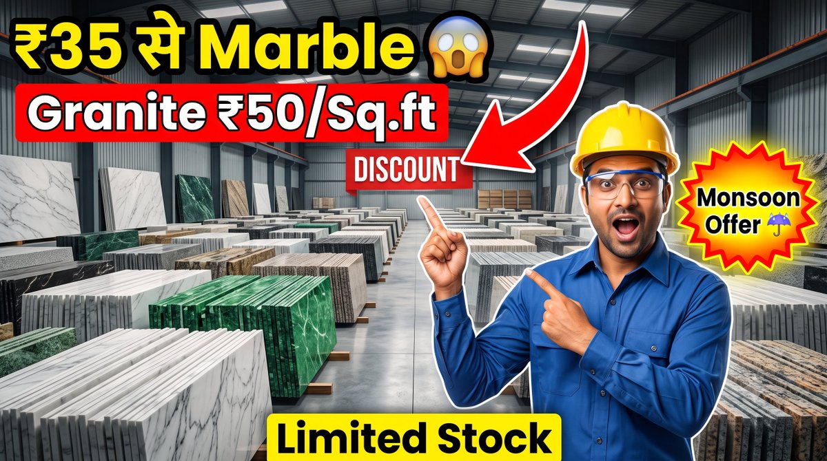 N21Ramesh's tweet photo. ₹35 में Marble 😱 | Granite सिर्फ ₹50/Sq.ft 😍 | Mewar Marble Monsoon Sale... https://t.co/nLn4rQXa4T via @YouTube https://t.co/WmdaM8hiGz