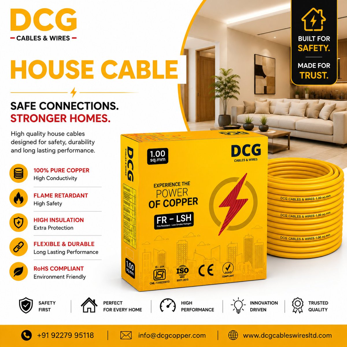 DCGCables's tweet photo. Every safe and reliable home begins with DCG House Cable—manufactured with premium quality to ensure superior safety, efficient power flow, and long-lasting performance.
#DCGCablesAndWires #HouseCable #HouseWire #HouseWiring #ElectricalSafety #ReliablePower #PremiumQuality https://t.co/9ES0mCqaSB