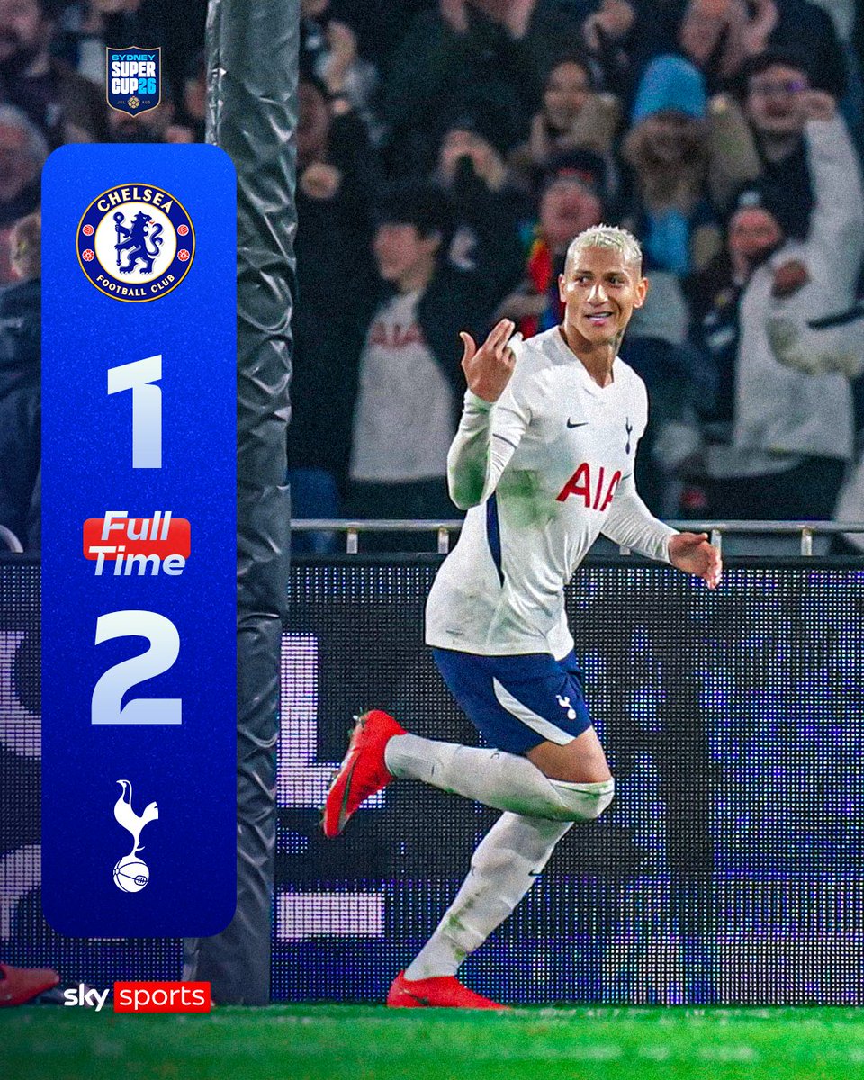 SkySportsPL's tweet photo. Tottenham beat Chelsea in Sydney! 🔥

Richarlison tapped home in the last minute to give Roberto De Zerbi’s side victory after Estevao’s header cancelled out Sandro Tonali’s strike in the first half ⚪️ https://t.co/NZolmiMnNT