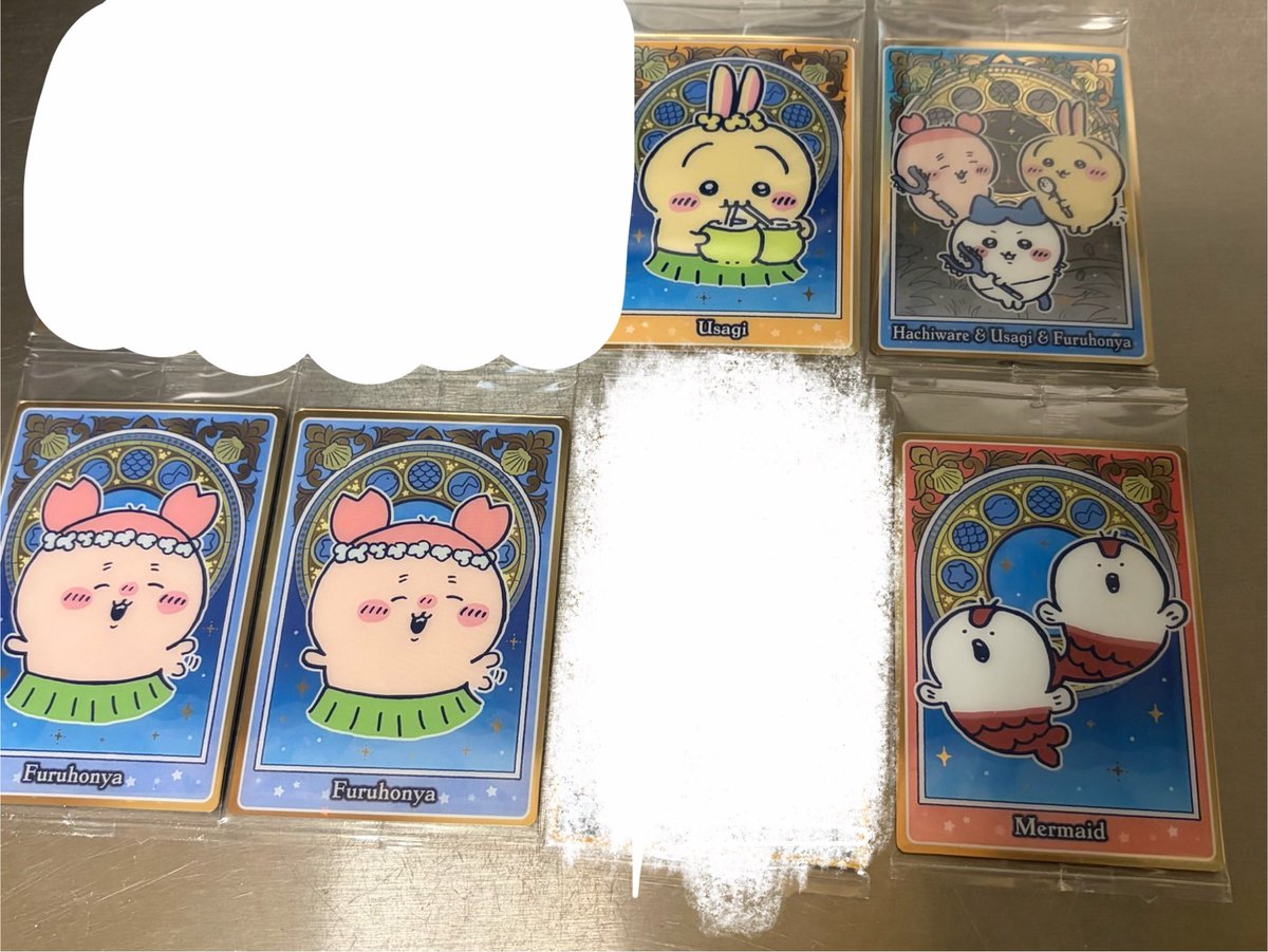 _252108_'s tweet photo. 【交換】ちいかわ ウエハース 特典

【譲】うさぎ、古本屋、人魚
【求】ちいかわ>>シーサー

郵送交換のみ。

うさぎは古本屋さんと2:2の交換のみ

検索からもお声がけください。 https://t.co/i8XKNA2xNU