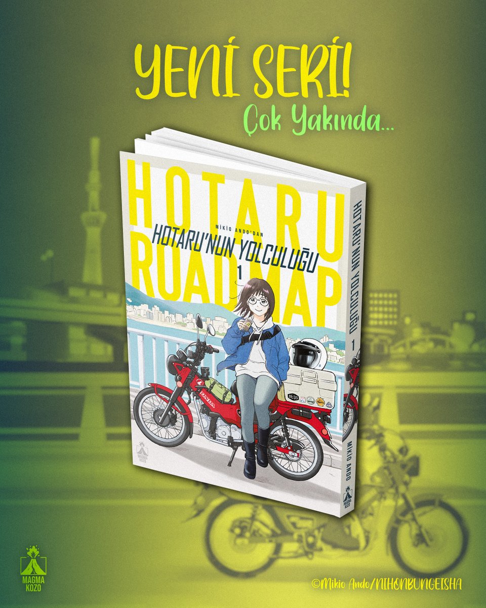 MagmaKozoResmi's tweet photo. YENİ SERİMİZ🎉

Japonya'dan ilk serimiz, "Hotaru'nun Yolculuğu" çok yakında sizlerle😍

Mikio Ando'dan...
Hotaru'nun Yolculuğu

Hotaru Suzuhara, 34 yaşında.
Boşanmasının ve babasının hastalığının ardından yeni başladığı hobisi: motosiklet!

Bugüne dek hep bir şeylerden çekinerek, içindeki huzursuzluğu bastıra bastıra yaşayan biriydi.

Ancak canı gibi sevdiği Hunter Cub'ına atlayıp şimdiye dek görmediği manzaralarla karşılaştıkça, Hotaru'nun dünyası da gitgide genişlemeye başlar.

Bir kadın, içindeki cesareti yeniden bulup yollara çıktığı zaman, dünya da değişir.

Birbirinden büyüleyici manzaralarla örülü, yüreğe dokunan bir motosikletli kadın hikâyesi.
