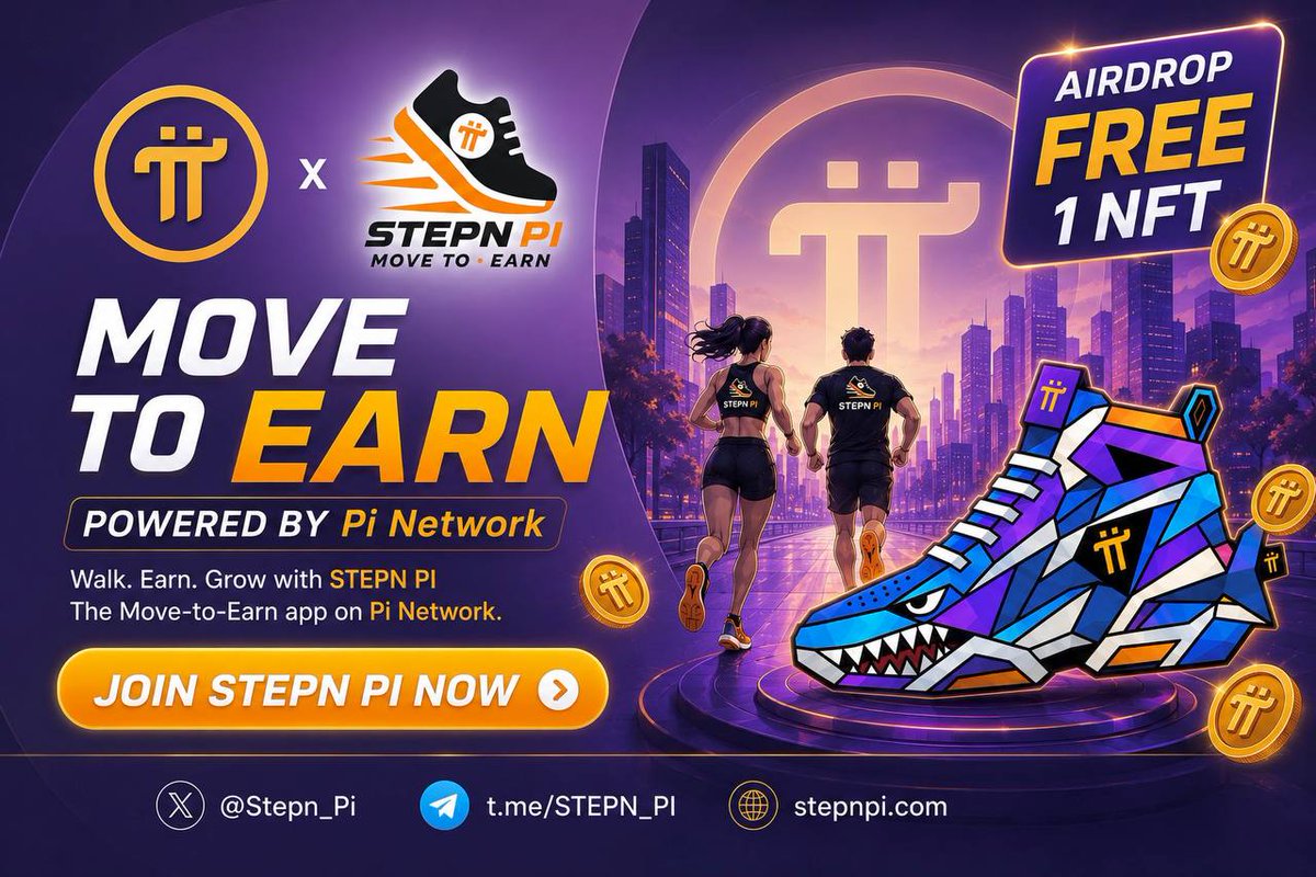 BSCNews's tweet photo. 🚶‍♂️ @STEPN_PI – Move to Earn PI is officially LIVE on Pi Network🔥Powered by @PiCoreTeam

Join App here👉🌐 https://t.co/HGdZfbBvnt 👈

⚡️STEPN PI lets you turn every step into rewards. Walk, stay healthy, earn PI, and collect exclusive NFT Sneakers as you grow

🎁 Join now and claim your FREE 1 NFT Airdrop!

👟 Start walking. Start earning. Start your STEPN PI journey today!

🚀Official Chanel: https://t.co/sQA9imw57O
💬Group Chat Telegram: https://t.co/05TEngI6NN
🎮Group Chat Discord: https://t.co/bPFdg3UfIb