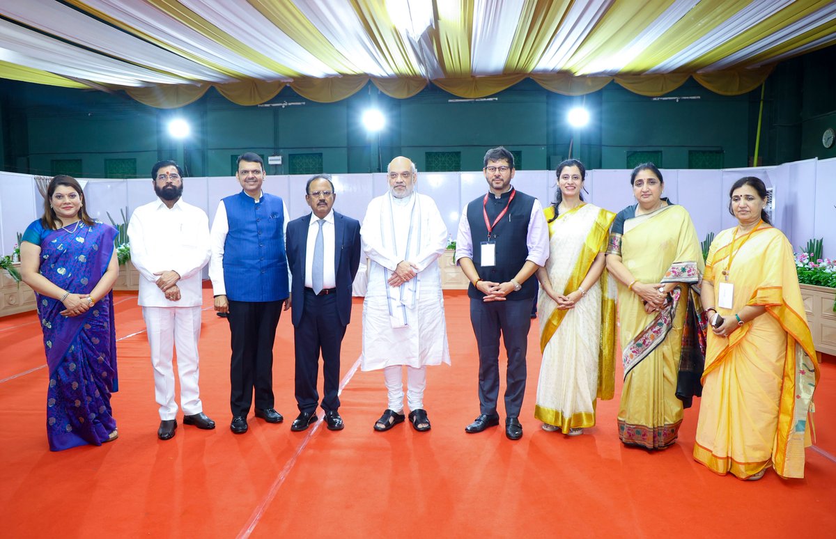 Dev_Fadnavis's tweet photo. Celebrating Service to the Nation📸

A memorable moment with Hon Union Home and Cooperation Minister Amitbhai Shah, DCM Eknath Shinde ji, DCM Sunetratai Pawar, MoS Madhuritai Misal, President of the Lokmanya Tilak Smarak Trust Dr. Rohit Tilak and other dignitaries as we celebrated NSA Ajit Doval ji receiving the 'Lokmanya Tilak National Award 2026'.

@AmitShah @mieknathshinde @SunetraA_Pawar @madhurimisal @rohittilak79
#Maharashtra #AjitDoval #LokmanyaTilakNationalAward