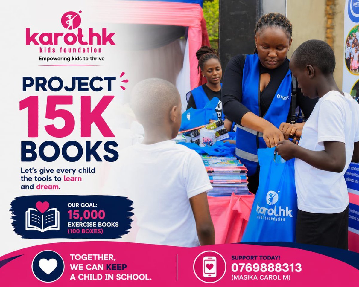 Kkids_Foundatn's tweet photo. An exercise book may seem small, but to a child, it is a tool for learning, confidence, and a brighter future.
Many children continue to face challenges accessing basic scholastic materials, and together, we can change that.
#Project15KBooks https://t.co/a4YkrgMNyn