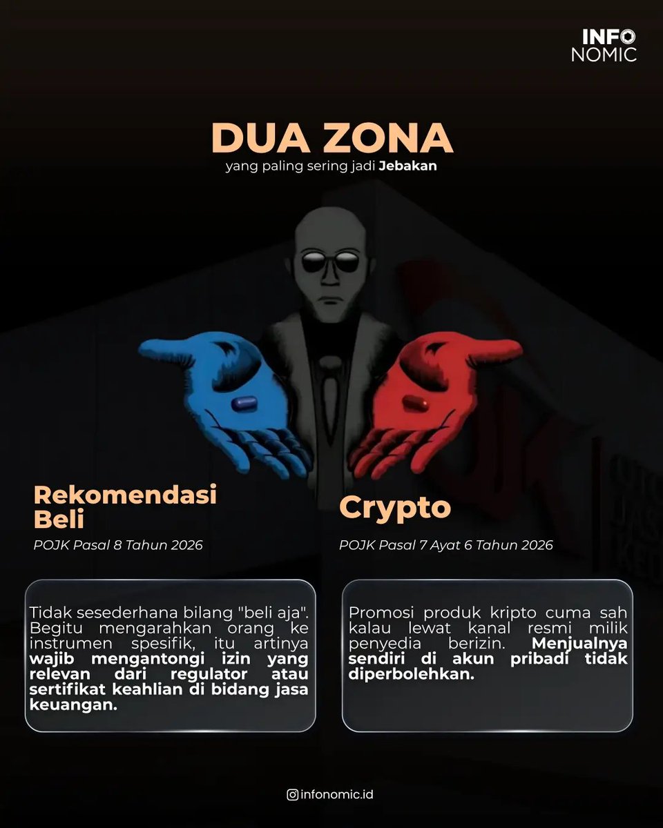 Infonomic_id's tweet photo. Denda Rp15 Miliar Buat Influencer Keuangan? 🚨

Aturan baru POJK Nomor 6 Tahun 2026 (disahkan &amp; mulai berlaku 24 Juni 2026) resmi memperketat aktivitas finfluencer. https://t.co/pD3PL1VhKj