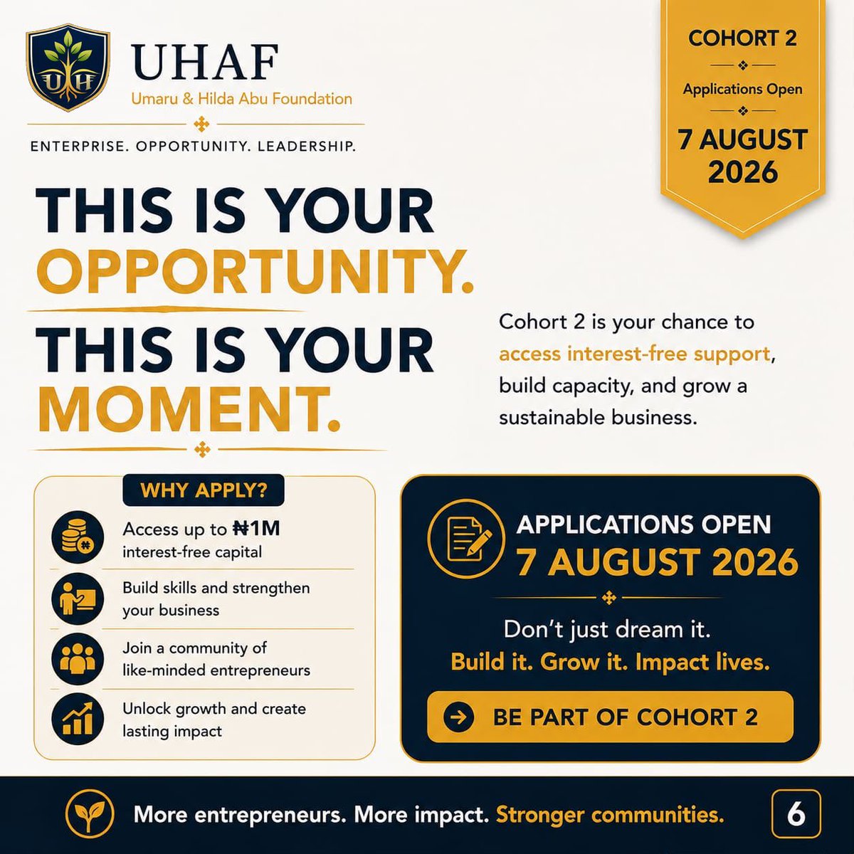 _UHAFoundation's tweet photo. we invested ₦10.3M into 16 resilient entrepreneurs. From skill development to business expansion, our revolving model is already empowering local economies. 
3/4 We don’t just give loans; we invest in people! Cohort 2 beneficiaries get:  Up to ₦1M interest-free capital https://t.co/D2DmAthH9K