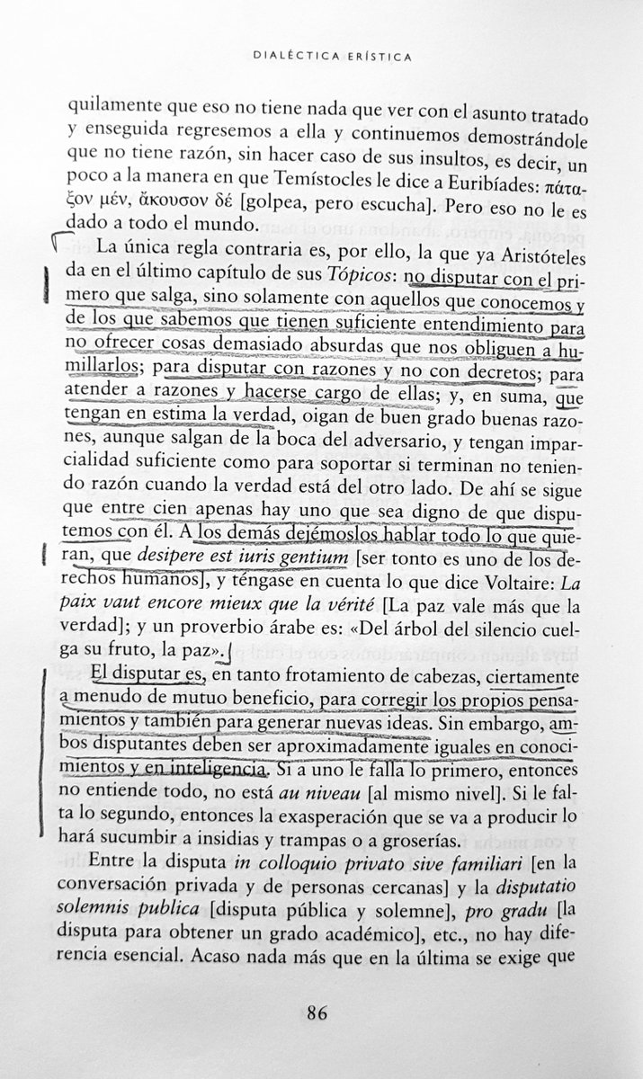 Alex_philosoph's tweet photo. Decía Schopenhauer en el «Arte de tener razón» que no hay que debatir con el primero que aparezca, sino solo con los que conocemos y que sabemos que será provechoso.
«A los demás dejémoslos hablar todo lo que quieran, que decir tonterías es un derecho universal».
Y tenía razón. https://t.co/YonGBU5j6d