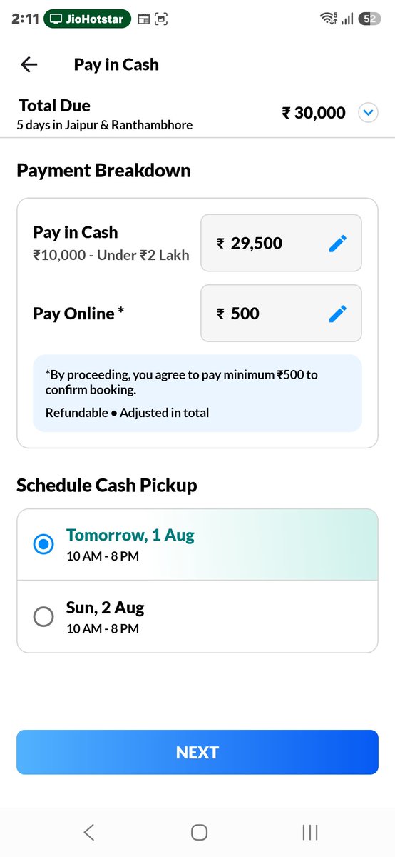 AakarParashar's tweet photo. ear @MakeMyTrip CEO,
Your app offered a Cash Pickup option for my ₹57,975 booking.I requested a ₹30,000 cash pickup, and ₹500 was deducted to authorize it. 
your support team has been relentlessly calling me to cancel the cash pickupyet no one can explain what happens tomy 500 https://t.co/SuOFu02B5x