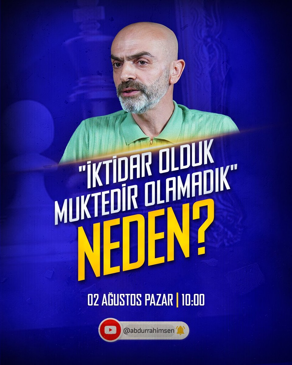 abdurrahimsen's tweet photo. Zor zamanlarda dile getirilen bir sorunu; "iktidar olup muktedir olamama" sorununu konuştuk. Peki neden? Yarın aynı saatinde YouTube kanalında.. https://t.co/IUrBl8QwVo