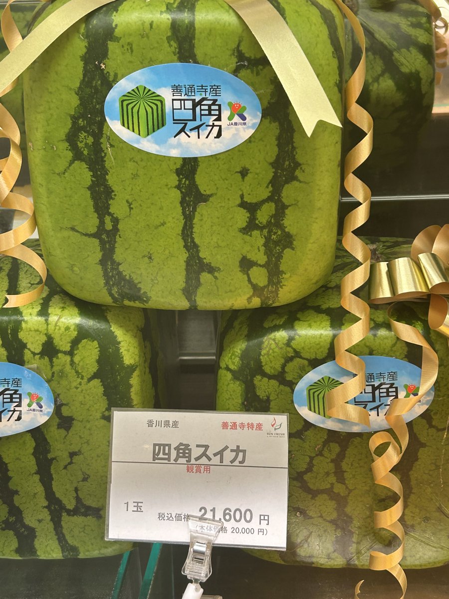 hanipon0302's tweet photo. そのランチまで時間があったので某デパ地下をぶらぶらと・・

 時節がら色々な西瓜🍉が販売されてましたけど価格が😰

　大衆価格とは行かないようです https://t.co/twoLt4gm5P