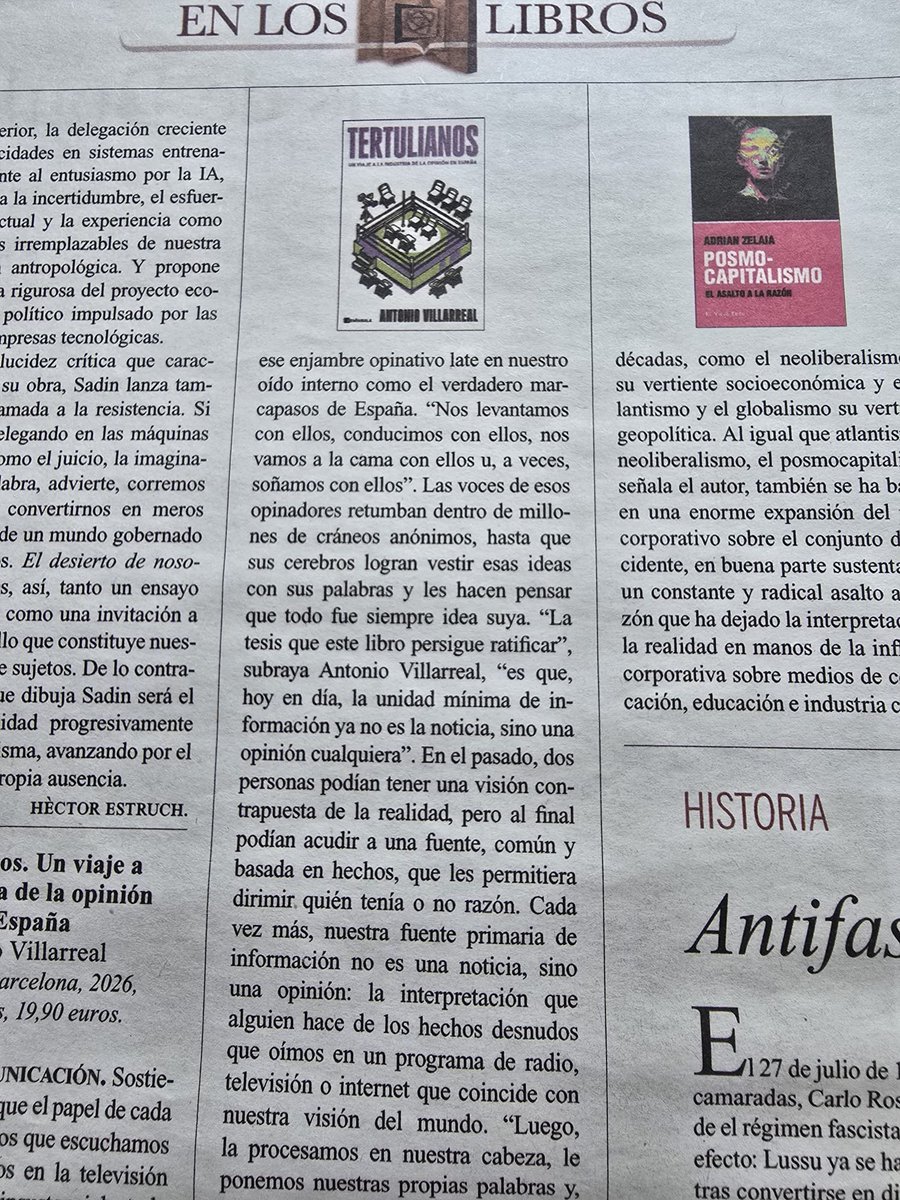 bajoelbillete's tweet photo. Un amigo lector de la versión en español de Le Monde Diplomatique me advierte de que han reseñado 'Tertulianos' en el numero de julio.

Ahí va la prueba. Muy agradecido, por la reseña —que es casi más una paráfrasis— y por el aviso: https://t.co/VQlevHwOJo