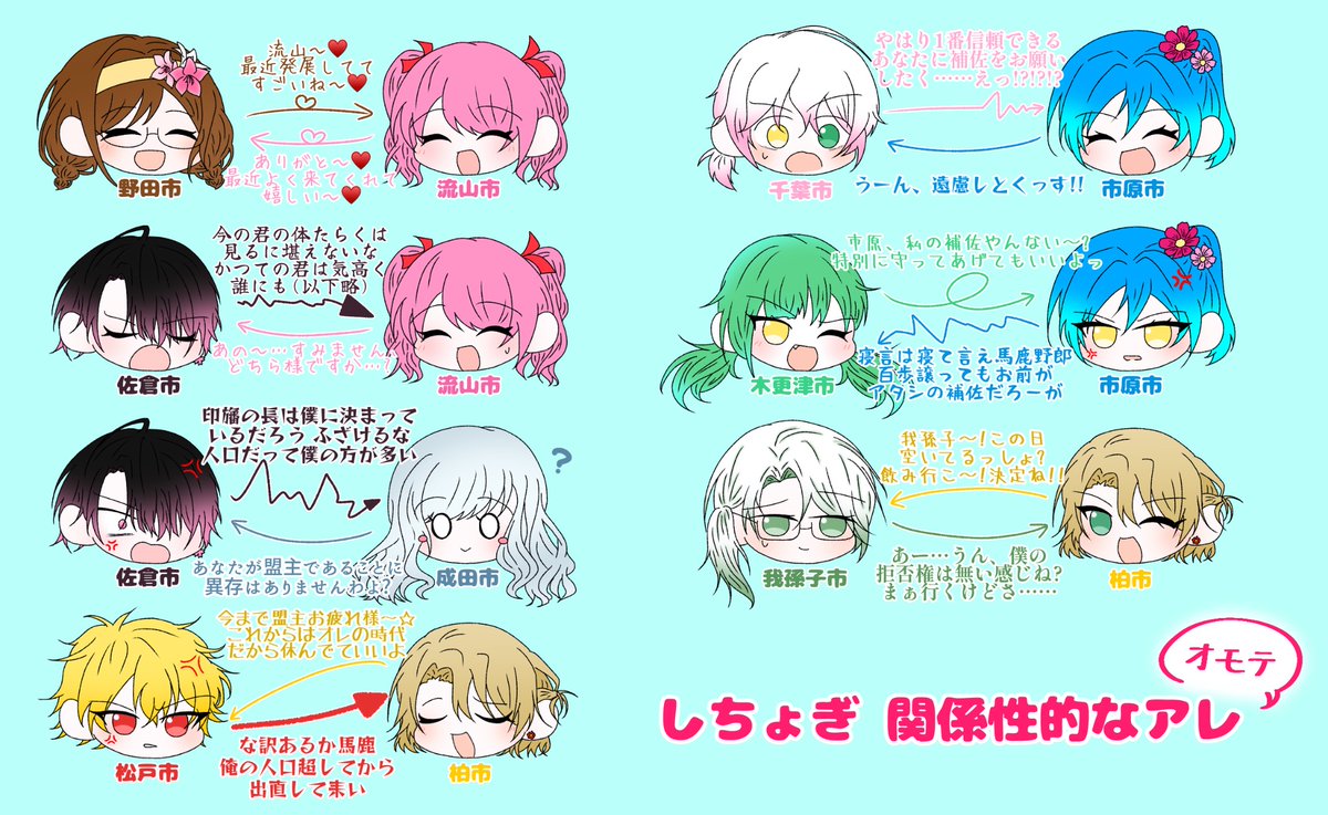 spring_490_'s tweet photo. 私が楽しいだけの弊宅しちょぎ関係図表/裏(とっても読みにくい) https://t.co/cQMADWkP5n