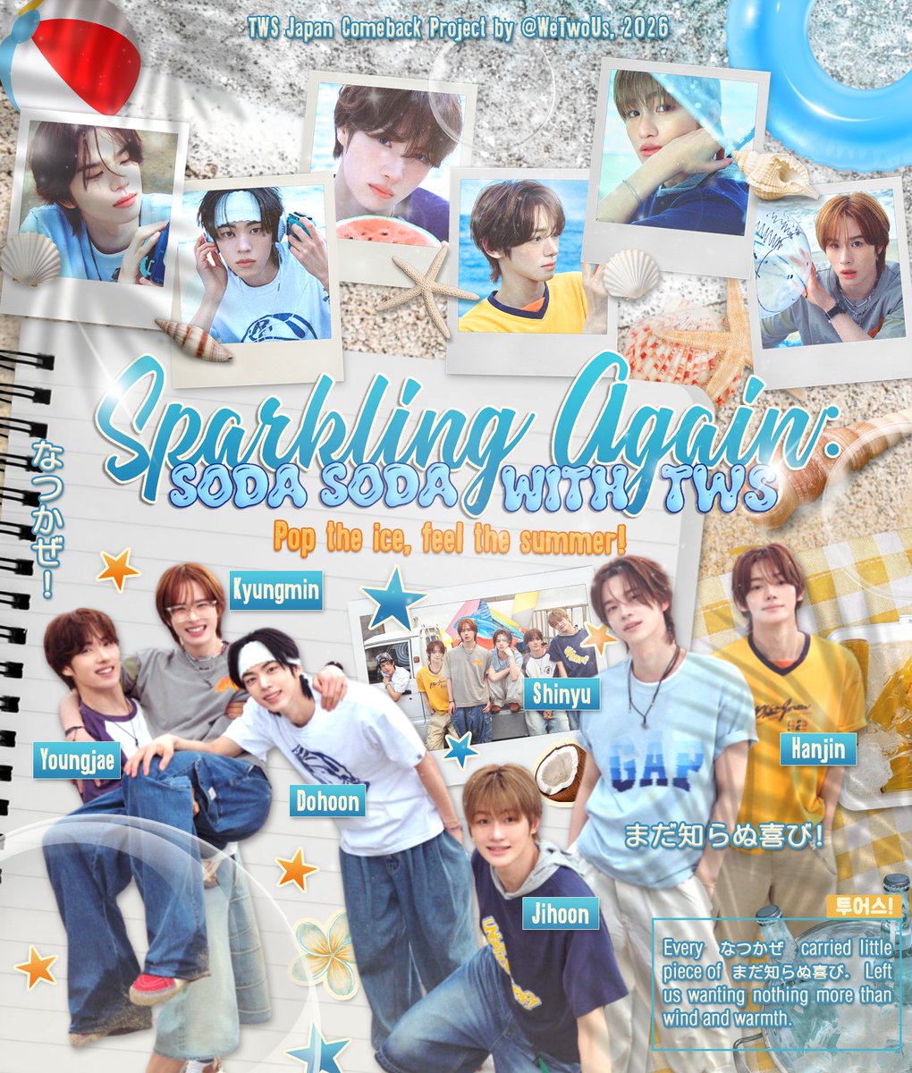 WeTwoUs's tweet photo. ᅠ
🐚 𓂃 𝅄 果てしない青の季節が、そっと僕らを迎えに来た。 Follow the tide into 𝗦𝗽𝗮𝗿𝗸𝗹𝗶𝗻𝗴 𝗔𝗴𝗮𝗶𝗻: 𝗦𝗼𝗱𝗮 𝗦𝗼𝗱𝗮 𝘄𝗶𝘁𝗵 𝗧𝗪𝗦, collecting seashells to fill this golden memo. Every page sparkles with a sun-soaked story, made to last beyond summer. 𓇻
ᅠ https://t.co/r89So1b8wX
