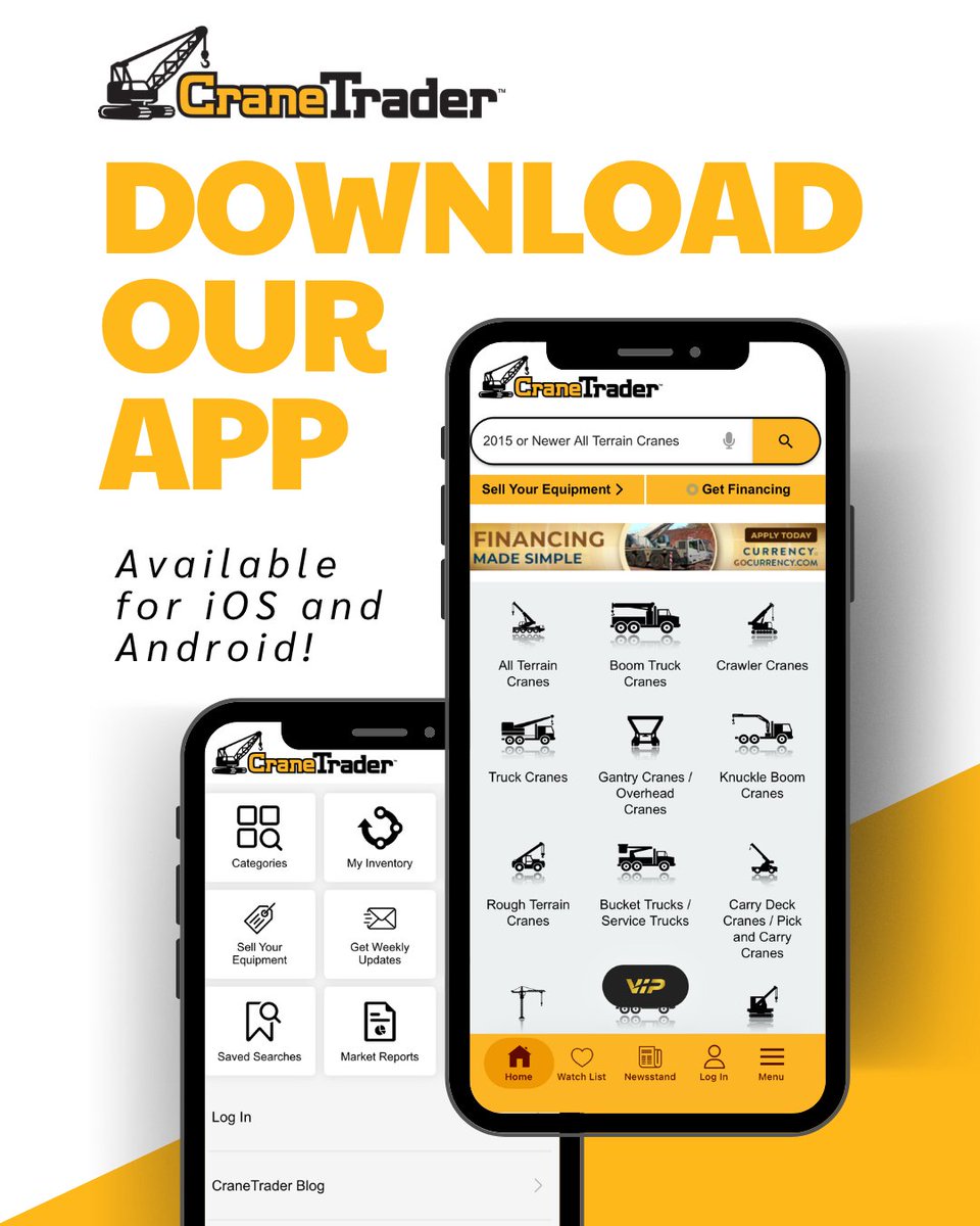 CraneTraderPub's tweet photo. ๐ทJobsite. Office. Road trip.
Stay connected to the equipment marketplace wherever you are with the CraneTrader app.
Download now and never miss a listing!๐
#DownloadToday #CraneTrader #ShopFromAnywhere https://t.co/SrmW0jLPFh