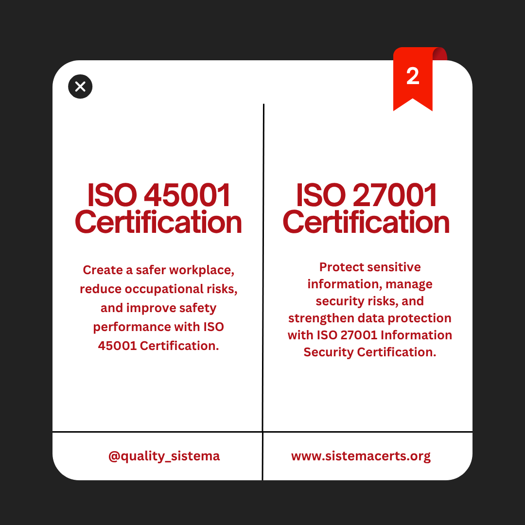 sistemaCertifi1's tweet photo. Strengthen your business with the right ISO Certification. 🌍✅
ISO 9001 | 45001 | 14001 | 27001 | 37001 | 50001
Get certified with Sistema Certifications.
🌐 https://t.co/l0vwSllf80
#ISO #ISOCertification #ISO9001 #ISO27001 #ISO45001 #BusinessCertification https://t.co/WYWTygpjpj