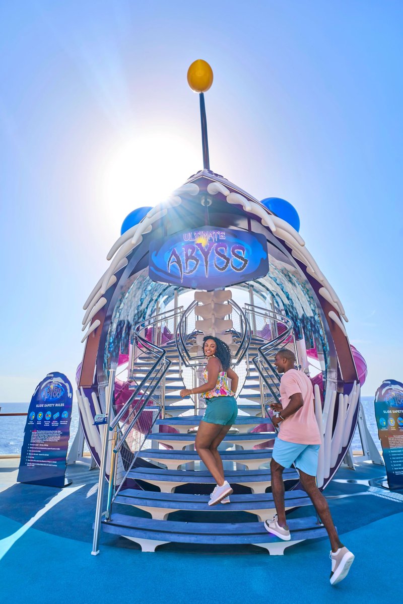 MaryDreamvacay's tweet photo. Ready to take the plunge into adventure? Experience the thrill of sailing down the Ultimate Abyss, the tallest slide at sea! Slide into excitement and make unforgettable memories onboard Royal Caribbean! #RoyalCaribbean #ThrillSeekers https://t.co/emeK6J9zKt