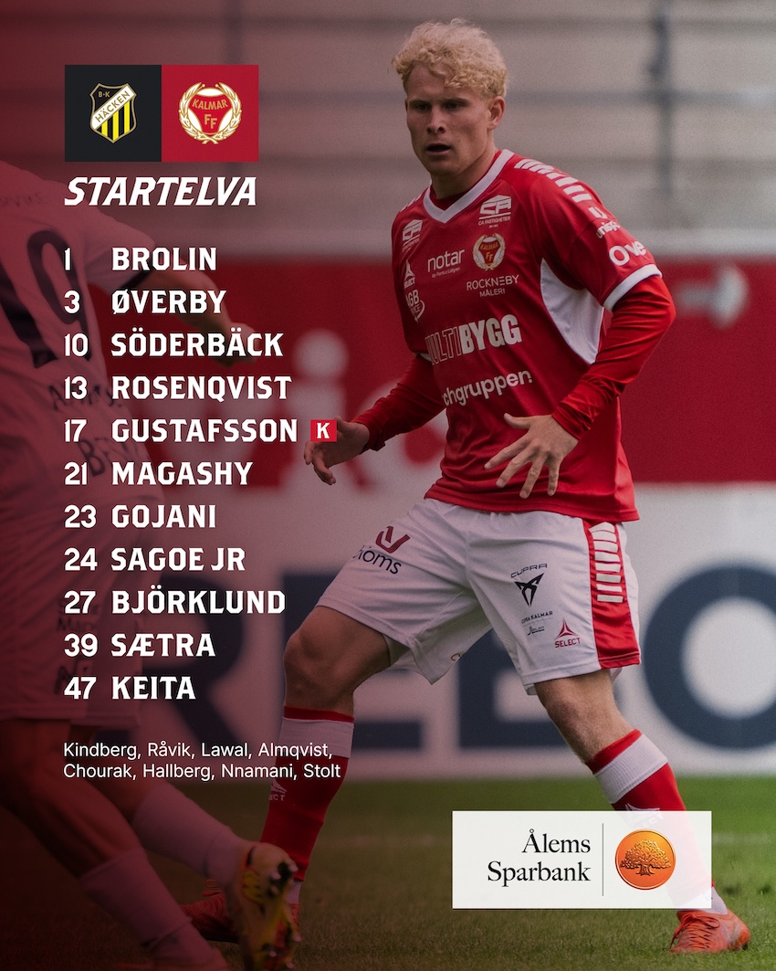 KalmarFF's tweet photo. Startelvan till dagens bortamatch mot BK Häcken. https://t.co/VQ9tsQkpy7