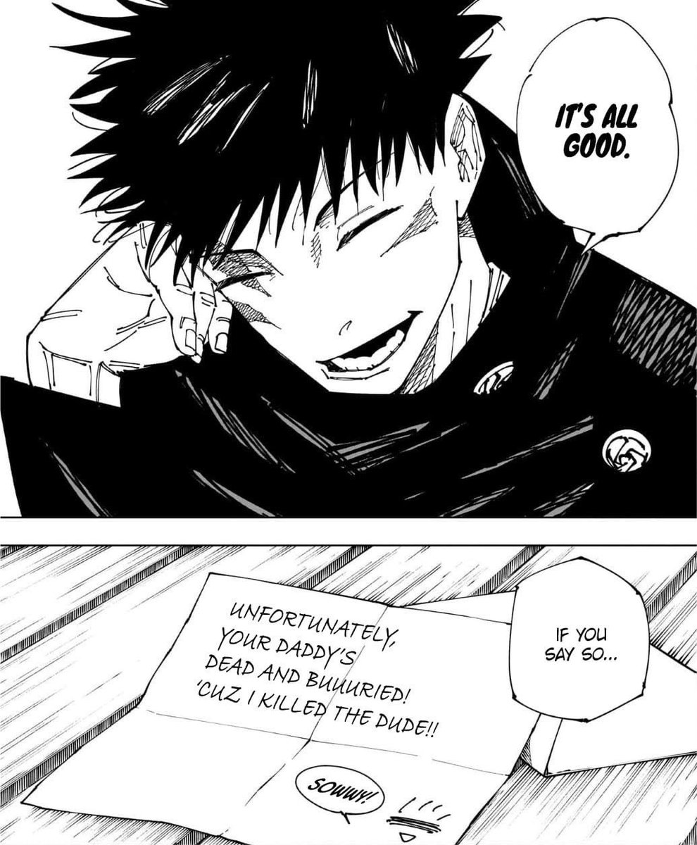 kkubluu's tweet photo. Toji is so fucking washed that his son laughed at the fact hes fucking dead 😭😭😭 https://t.co/BxEcEQSU7R