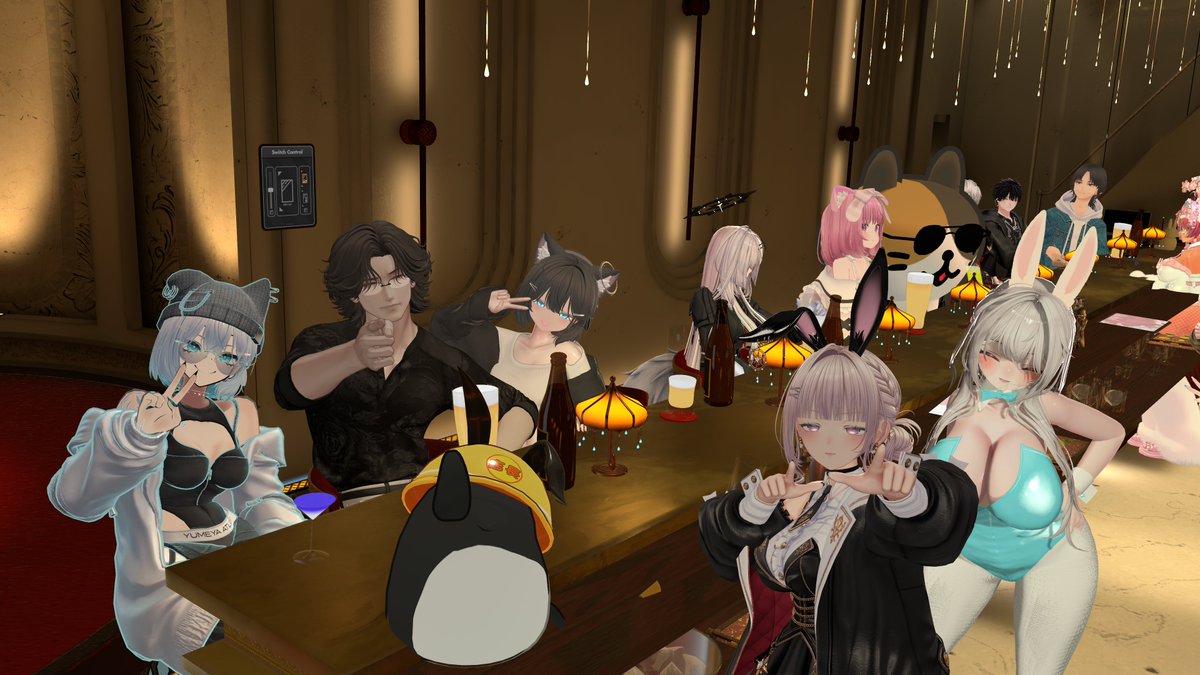 hayuatelier's tweet photo. 昨日はBunny Bar －宵兎－Nocturnalにご来店ありがとうございました。

1時間に2~3人来てくれたらいいなぁとか思っていたら5分足らずでインスタンス満員になり、ほぼ最後まで満員のまま閉店するとは思いもしませんでした。

営業中満員で入れないなんてお声をいただくこともあり…宵兎を楽しみにしていただいてありがとうございます。
皆にワールドを見て感動してもらって楽しんで頂けてこれ以上の喜びはありません。

正直、昨日の光景が目に焼き付きすぎて…また次回開店する時はまたここまで来てくれるかなと期待と不安が入り混じっていますが、皆様にまた来たいと思っていただけるようなBarとワールドになるようにこれからも精進しますので、優しい皆様ならまた来てくれますよね！

他のお写真につきましては宵兎のXでもアップさせていただいているので覗いてみてください

また店長がお酒を飲みたくなったらお会いしましょうね
#VRChat #兎達の宴