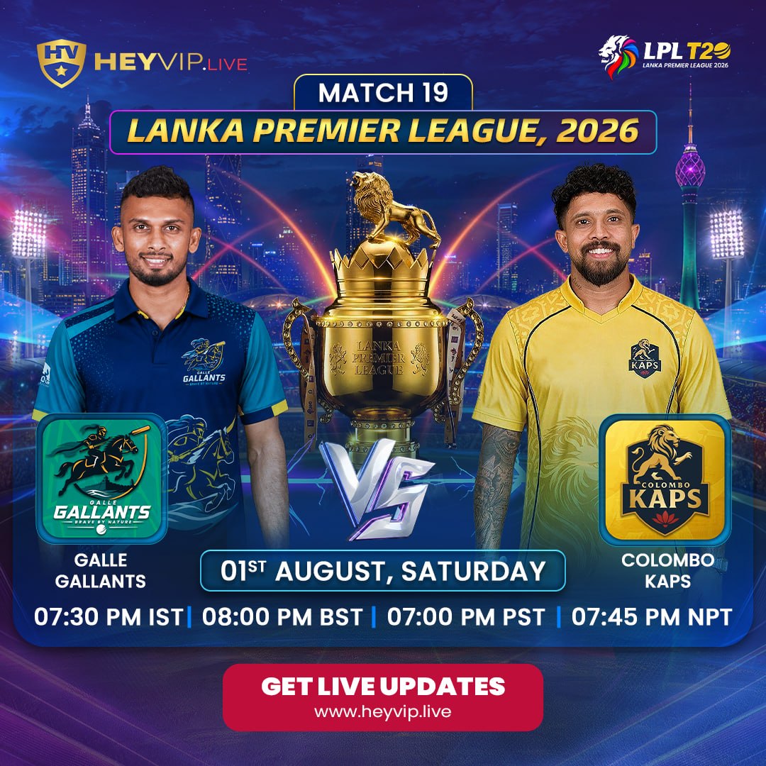 heyviplive1's tweet photo. Lanka Premier League, 2026🏏
🕰️MATCH DAY🗓️Aug 01, Saturday
GALLE GALLANTS🆚COLOMBO KAPS
The battle begins, the boundaries keep coming & every wicket changes the game!💥
🔥Who’s your prediction for today’s winner?🎯
HEYVIPLIVE! Stay updated anywhere, anytime!🔔
#Heyviplive https://t.co/rhwt6kHN0l