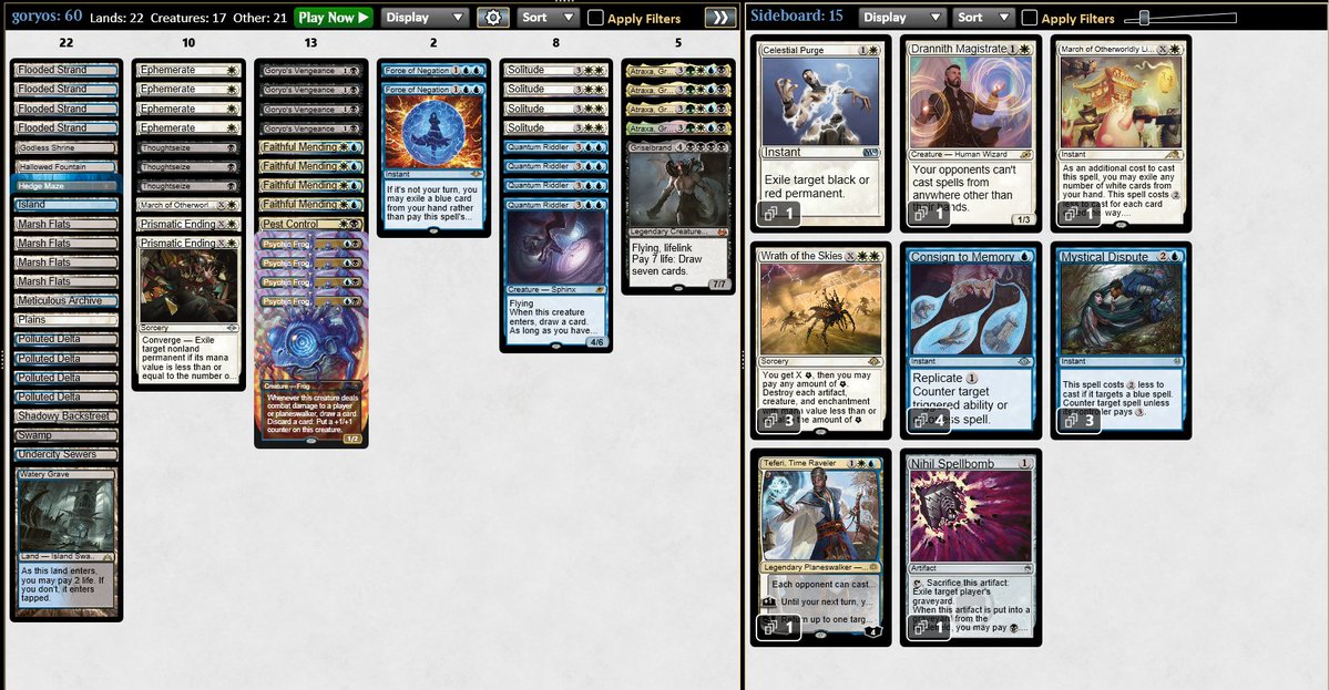RMazzaMTGO's tweet photo. Back on Magic Online after a long break! Finished today's Challenge with a 7-0 record and a Top 4 finish.
My run ended in the semifinals, but the deck felt amazing all day. Slamming the Angel of Death on turn 3 is such a great feeling. https://t.co/3lhULwLiVS