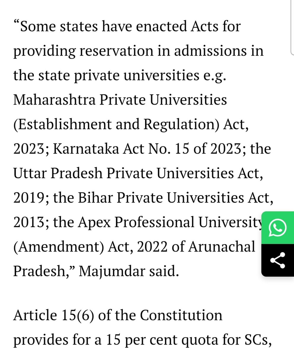 mxtaverse's tweet photo. Centre has asked states to decide if they want to implement reservations in private universities or not. Some states have already enacted the same. It's just a matter of time. https://t.co/EBHyoqrOpA