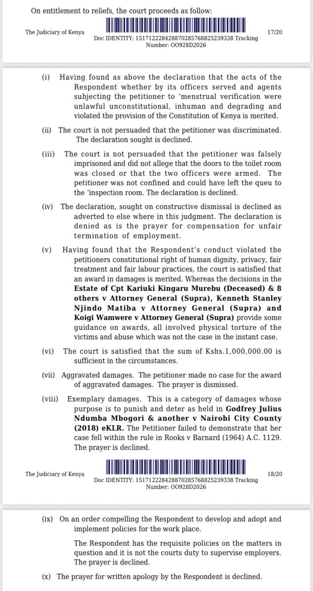 Lexken_EMSLaw's tweet photo. 🚨 Employer held liable for unconstitutional “menstrual verification” of female employees.

In Caroline Wanjiku Kangethe v Sun Power Products Limited (Brown’s Food Company), the Employment and Labour Relations Court considered the constitutional and employment-law implications of a deeply intrusive workplace incident.

A used sanitary towel was discovered in a waste bin at the workplace. In an attempt to identify the person responsible, the company’s Quality Assurance Manager and Human Resource Manager directed approximately 35 female employees to enter the toilets, expose their under garments and undergo what was described as “menstrual verification.”

The employer admitted that the incident occurred but argued that the two officers had acted independently and outside the scope of their duties. It had subsequently investigated and dismissed the officers and arranged counselling for the affected employees.

The Court nevertheless held the employer vicariously liable. Under the doctrine of vicarious liability, an employer may be held responsible for wrongful acts committed by its employees where those acts are sufficiently connected to their employment. Liability is not limited to conduct expressly authorised by the employer; it may also extend to deliberate, wrongful or unauthorised conduct committed in the course of employment.

In this case, the two officers had used the authority and responsibilities entrusted to them through their senior positions in Human Resources and Quality Assurance. Their conduct occurred at the workplace and was directed at employees who were subject to their authority. The Court therefore found that their employment and the wrongful conduct were inseparable. The employer could not avoid liability by arguing that the officers were acting on a “frolic of their own.”

The Court held that the exercise violated several constitutional rights. Article 28 of the Constitution protects every person’s inherent dignity and requires that dignity to be respected and protected. Article 29(f) protects every person against cruel, inhuman or degrading treatment, while Article 31 protects the right to privacy. The conduct also failed to meet the standards of fair labour practices guaranteed under Article 41.

The petition was also grounded on Sections 5 and 6 of the Employment Act, which address equality, discrimination and sexual harassment in the workplace. These provisions reinforce an employer’s responsibility to maintain a working environment in which employees are treated fairly and protected from discriminatory, humiliating or sexually intrusive conduct.

The Court further relied on Article 23(3) of the Constitution, which empowers courts to grant appropriate relief where a right or fundamental freedom has been denied, violated, infringed or threatened.

The Court ultimately declared the “menstrual verification” unlawful, unconstitutional, inhuman and degrading. It awarded the Petitioner KES 1,000,000 in damages for violation of her constitutional rights, together with the costs of the suit.

The decision is an important reminder that workplace policies alone do not shield an employer from liability where managers abuse the authority entrusted to them. Employers must ensure that dignity, privacy and fair labour practices are protected in practice and not merely on paper.