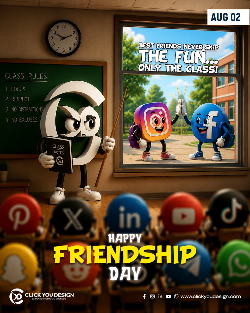 ClickYouDesign's tweet photo. Happy Friendship Day! 💛

With friends, even boredom becomes fun, ordinary days become memories, and every little moment feels worth celebrating. 

Contact Us
📞 +91 62825 08025
🌐 https://t.co/v0PugiPV9d https://t.co/njQtfpZlj0