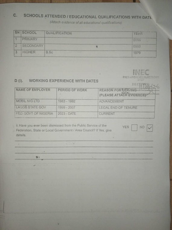 instablog9ja's tweet photo. INEC Publishes President Tinubu’s Credentials and Personal Particulars as APC’s Presidential Candidate for the 2027 Election https://t.co/LRIWsMsI2W