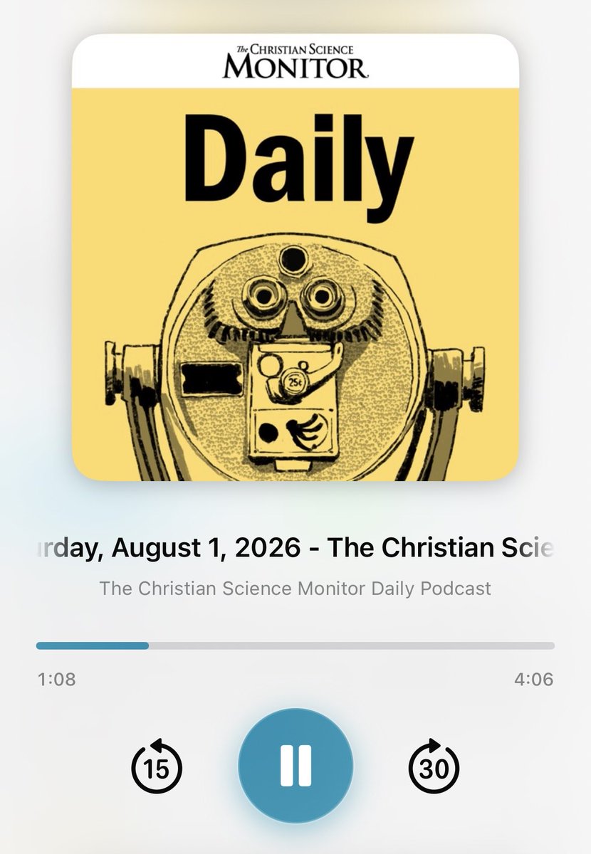 fluidcastapp's tweet photo. 🎧 New episode out today!
The Christian Science Monitor Daily just dropped its Saturday, August 1, 2026 edition.

It looks at how inexpensive drones are reshaping warfare and military training, the challenges facing Massachusetts’ Haitian community, Uruguay’s long-running cooperative housing success, and recent changes to gender identification in India.

https://t.co/PuhUWP13KP

Short, calm, and actually insightful — a great listen if you want the news without the shouting.
