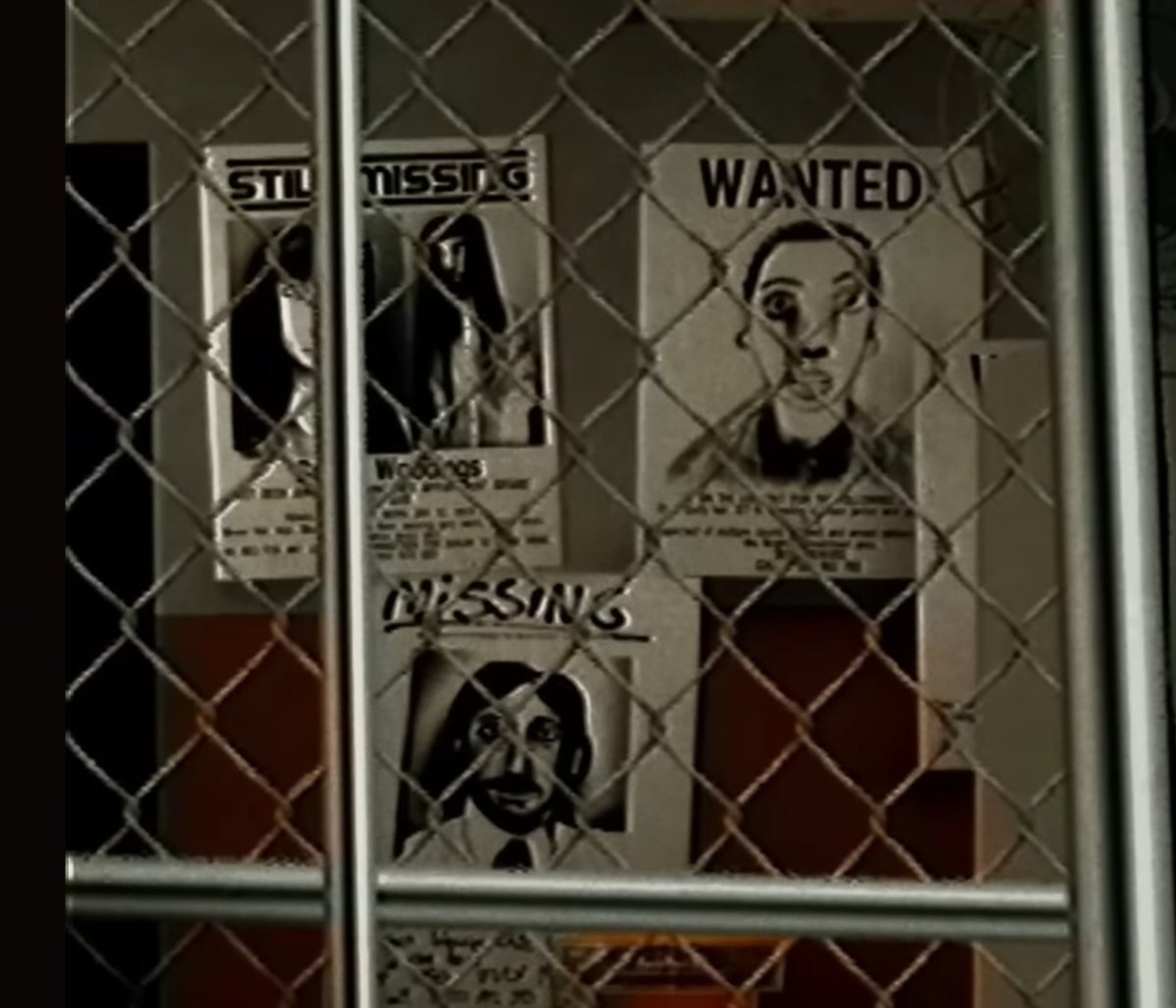 Morak_Ch's tweet photo. Depues de ver #twf5 no pude dejar de pensar en esto. En la escena donde está encerrada rosemary hay un cartel de búsqueda que lo enfocan varias veces y siento que es igual a bon, hasta parece tener un traje como bon https://t.co/bdX7KFkPkm