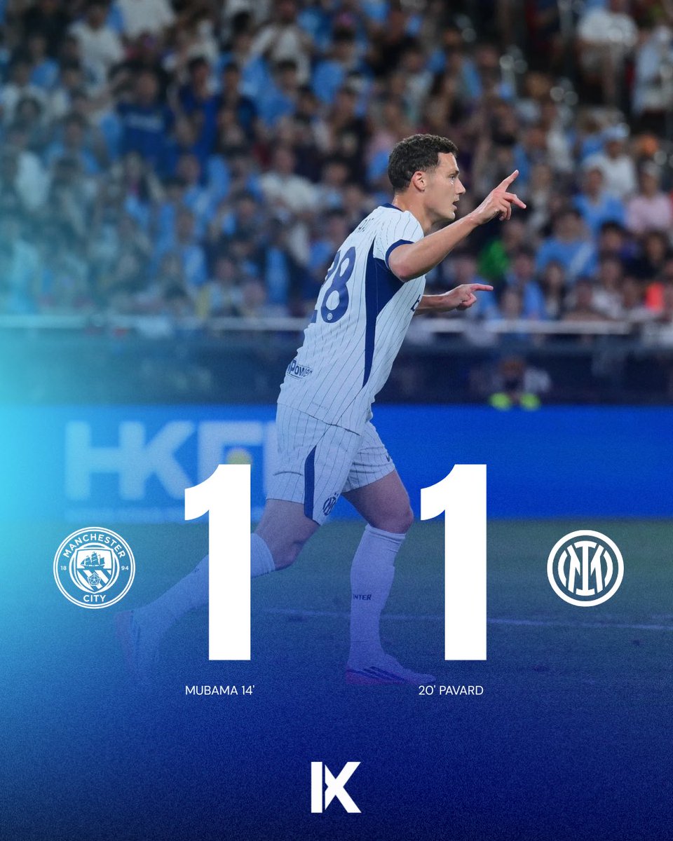 Inter_Xtra's tweet photo. ⚫️🔵 HT: Manchester City 1-1 #Inter

Level at the break. Thoughts on the first half? 💭 https://t.co/dxDvnUPYcf