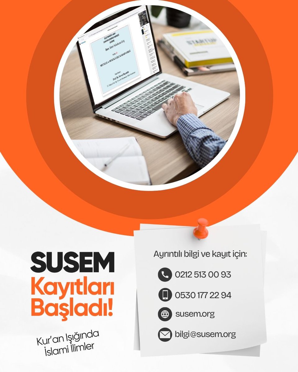 susemseminer's tweet photo. 🔗🔗2026 #SUSEM Kayıtlarımız Başladı!
💻Öğrenmek isteyen herkesi #SUSEM 'e bekliyoruz.
Uzaktan İslami İlimler seminerlerimize kayıt yaptırmakta geç kalmayın.
***Kayıt Linki: https://t.co/CRVy57Xhnb
📲05301772294
📆 Seminerimiz 14 Ekim'de başlayacaktır.
#İlahiyat
#Kuran
#din https://t.co/UklosphZ4C