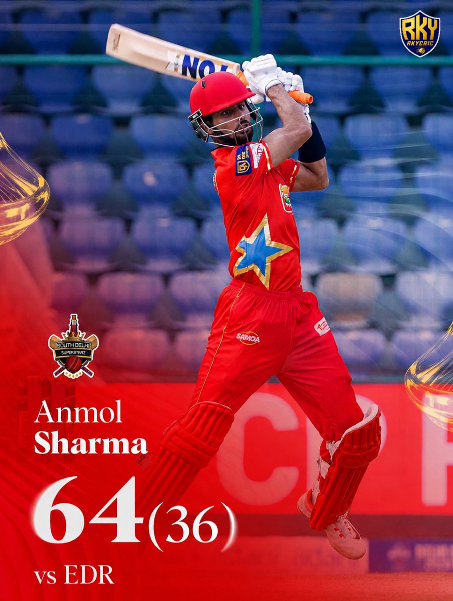 RkyCric's tweet photo. An innings of immense value. 

Anmol Sharma’s fluent 64 kept the momentum soaring. 🔥

[Adani Delhi Premier League, Adani DPL Season 3, DDCA, Delhi, Cricket, Game On Dilli, Cricket Ki Rajdhaani]

#adanidelhipremierleague #adanidpl2026 #delhicricket #cricket #dpl https://t.co/n5t4JZvd0i