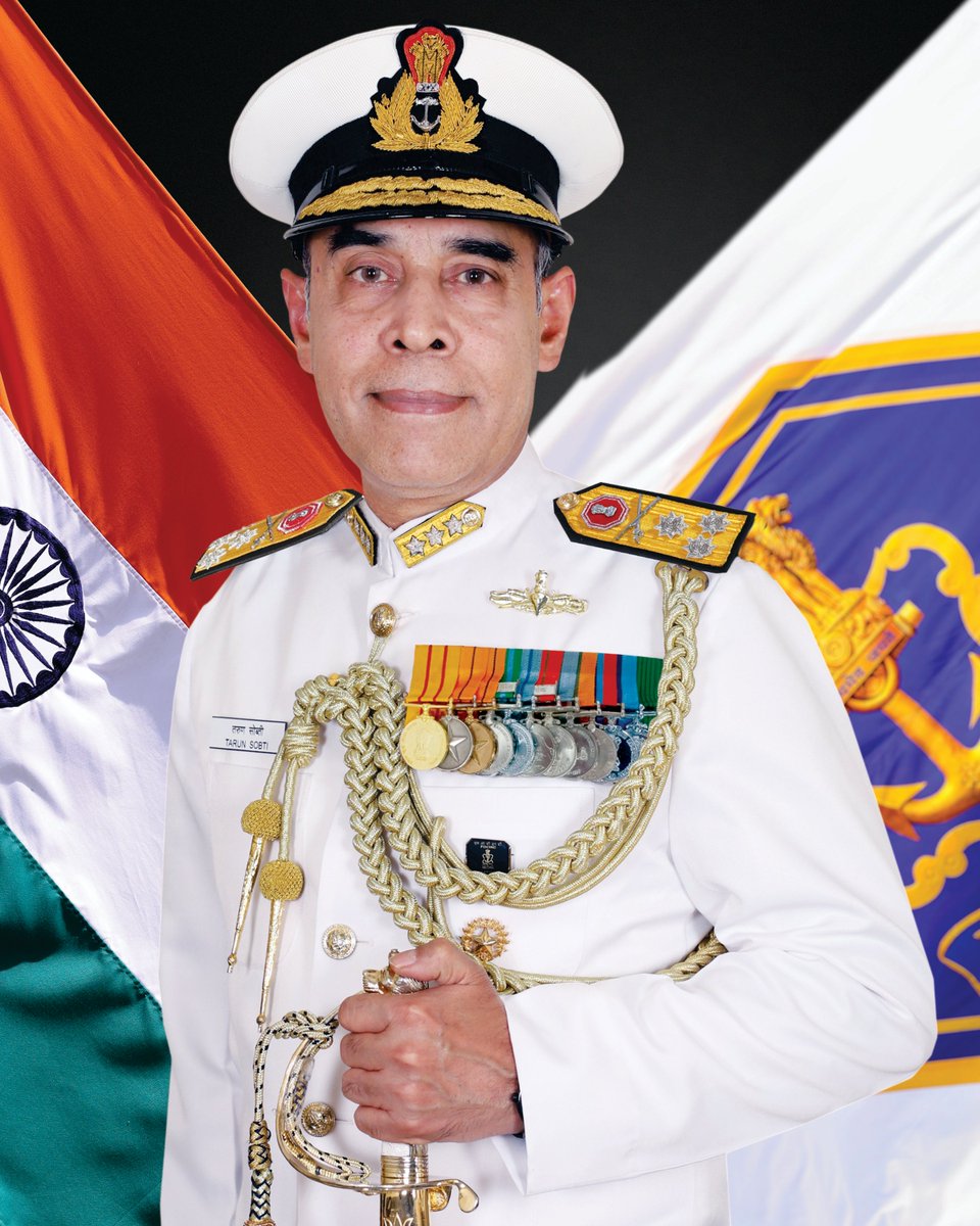 indiannavy's tweet photo. VAdm Tarun Sobti, UYSM, AVSM, VSM, superannuated on 31 Jul 2026 after over 38 years of distinguished service to the Nation.

On his superannuation, he laid a wreath at the #NationalWarMemorial, paying homage to the immortal courage and supreme sacrifice of our fallen heroes.

The #IndianNavy expresses its deep gratitude for his exemplary leadership, unwavering commitment and outstanding contributions to strengthening India's maritime security.

Wishing him 𝘍𝘢𝘪𝘳 𝘞𝘪𝘯𝘥𝘴, 𝘍𝘰𝘭𝘭𝘰𝘸𝘪𝘯𝘨 𝘚𝘦𝘢𝘴, and every success in his next voyage. 🇮🇳⚓️

@SpokespersonMoD
@DefenceMinIndia