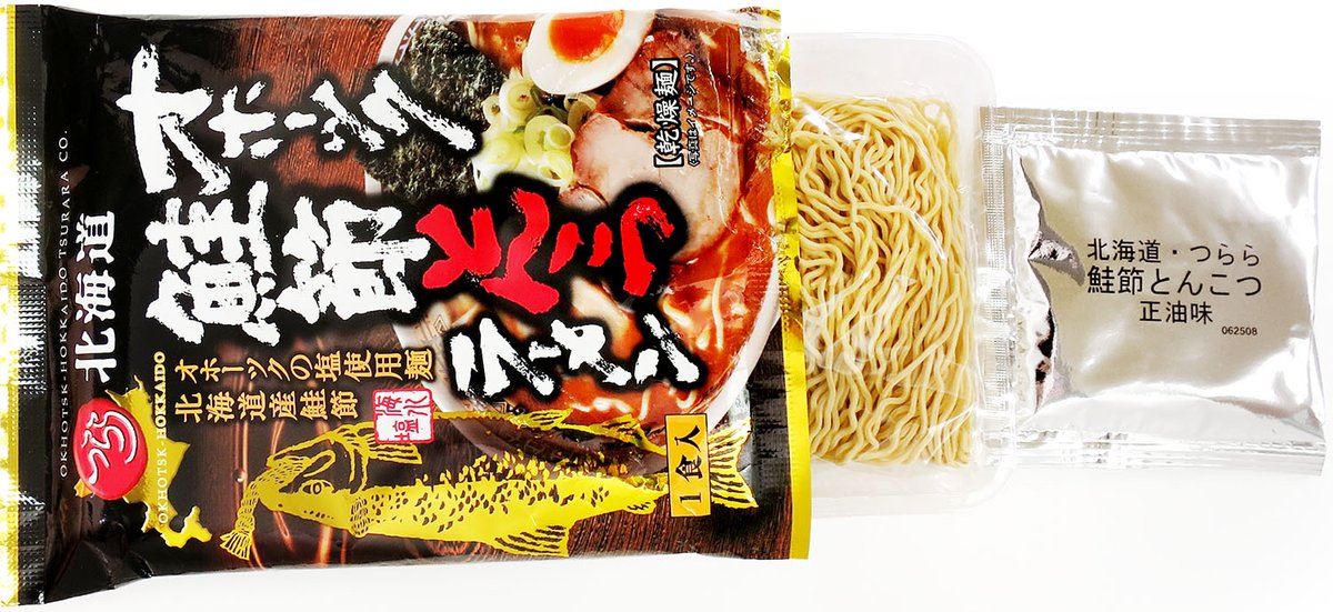 tontantin's tweet photo. No.7973 つらら オホーツク鮭節とんこつラーメン：北海道の製品としては例外的に豚骨味が際立つ製品ですが、鯖節の抑制が効いた香りとうまく融合していて、他に類を見ない新しい個性が作られていると思いました★3.5🌶2 https://t.co/cMgIj7aQ53 @YouTubeより https://t.co/Mdk6MEPAKR