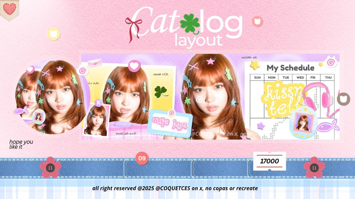 coquetces's tweet photo. help rt, please? thank you ♡

𖦹⊹ 💟. . Aloo all aku ada layout leot ready kya kiiikii, Ningning, dan Karina nihh. Sudah free retext di nama idol. Kalau mau recolour +3k ya

 : ( #zonauang  ) https://t.co/JCOoHZsJ3k