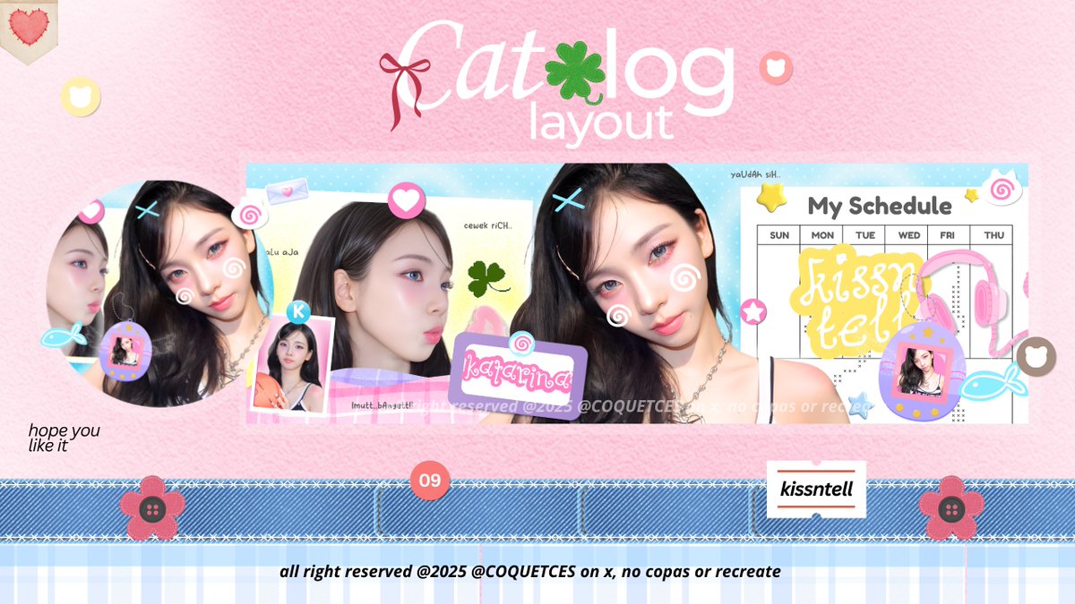 coquetces's tweet photo. help rt, please? thank you ♡

𖦹⊹ 💟. . Aloo all aku ada layout leot ready kya kiiikii, Ningning, dan Karina nihh. Sudah free retext di nama idol. Kalau mau recolour +3k ya

 : ( #zonauang  ) https://t.co/JCOoHZsJ3k
