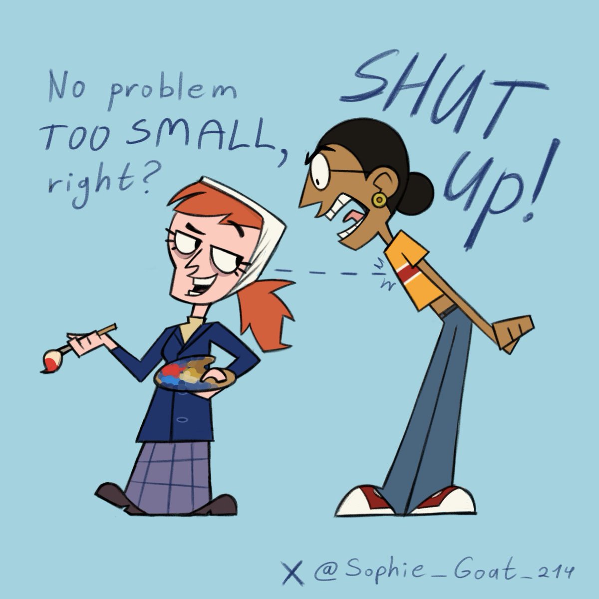 SophieGoat_214's tweet photo. It's a genderswap version of the conflict between Van Gogh and Gandhi in the first episode
#Clonehigh https://t.co/HhfSyaCKNr