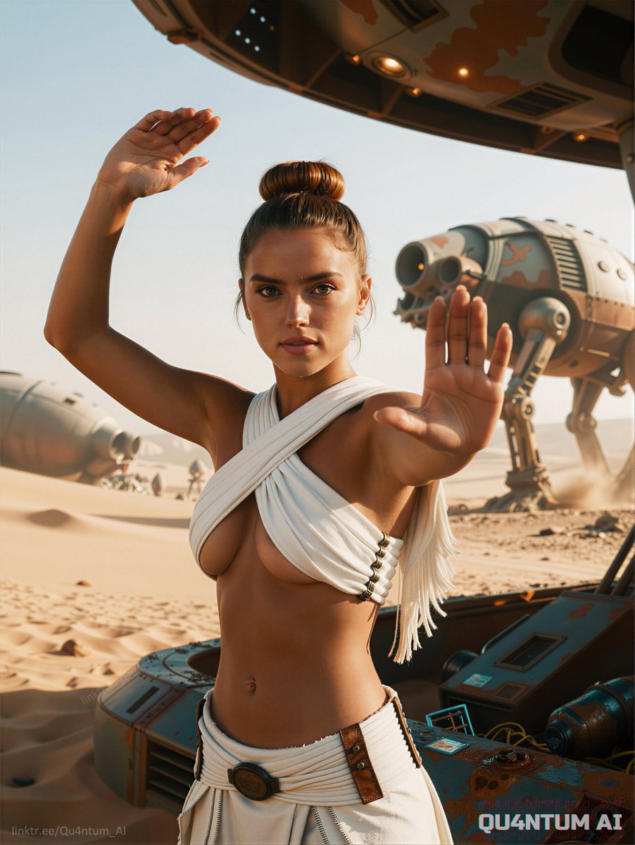 Qu4ntum_AI's tweet photo. Exploring Jakku has never looked so appealing π₯΅πβ¨
#DaisyRidley #TheForceAwakens #ChaosWalking #Rey #StarWars #ScavengerWraps #CropTop #BareLegs #Jedi #SciFiArt #Jakku #Sith #DesertPlanet #HighBun #Lightsaber #SciFiVibes #Sand #Dune https://t.co/C2t5qnTfnt